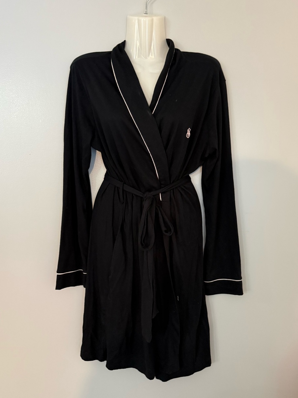 Victoria's Secret Black Robe with Pink Piping